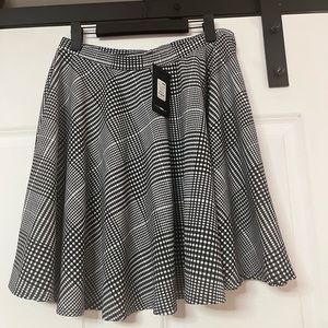 Fashion Nova Black and White Patterned Skater Skirt